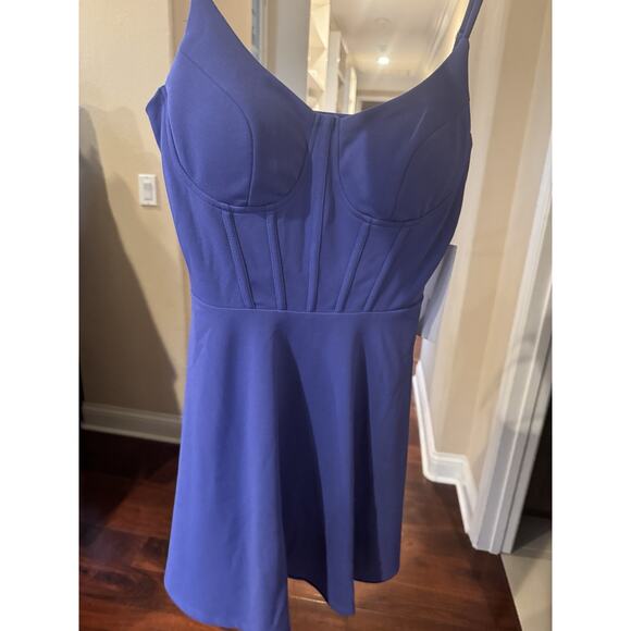 Honor & Rosie Blue Corset Mini Dress NWT Lace Up Back Size Med - Picture 3 of 12